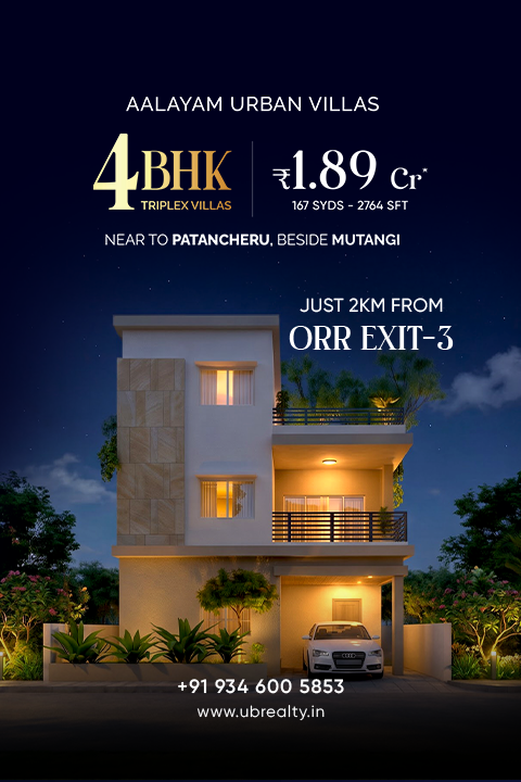 Aalayam Urban Villas - luxury 4 BHK triplex villas in Mutangi, Patancheru
